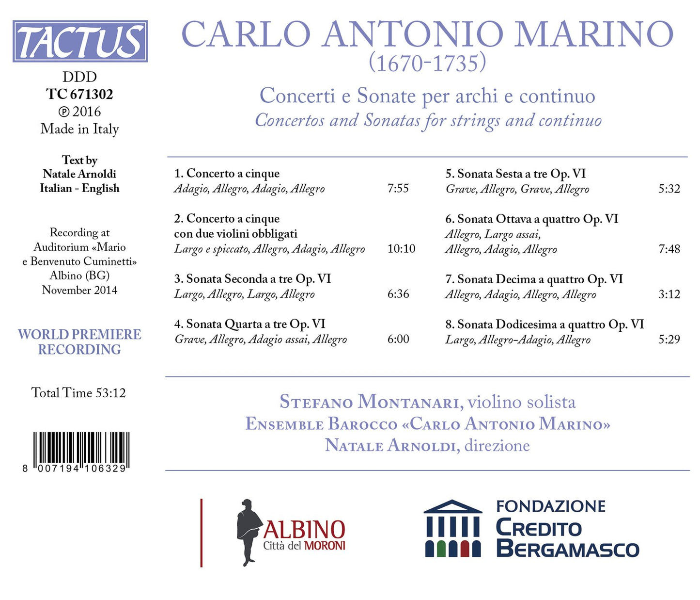 Marino: Concerti e Sonate per archi e continuo