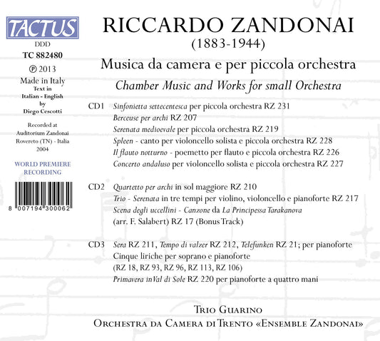 Riccardo Zandonai: Musica da camera e per piccola orchestra