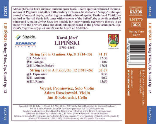 Lipinski: Trios for 2 Violins & Cello, Opp. 8 & 12