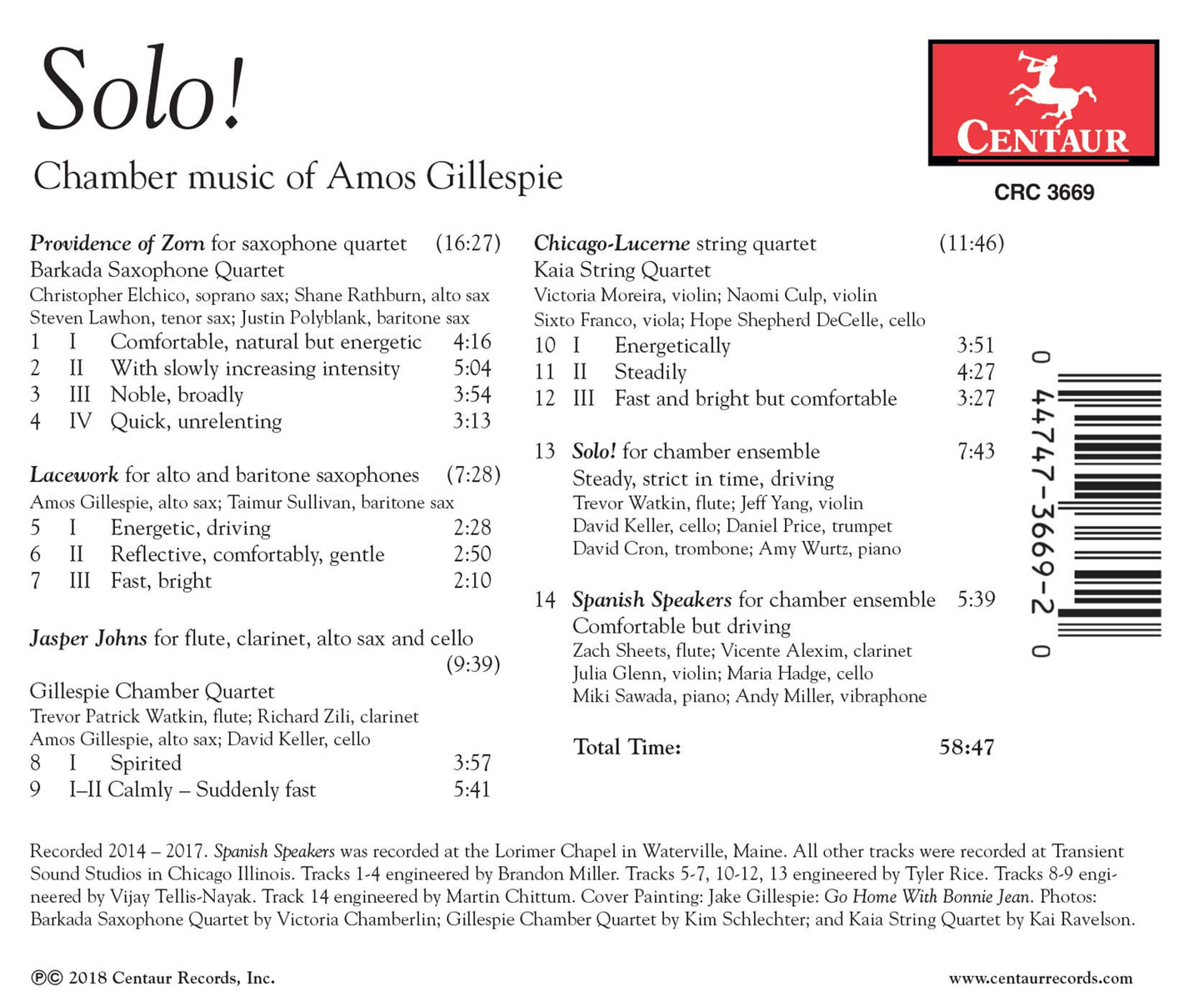 Solo!: Chamber Music of Amos Gillespie