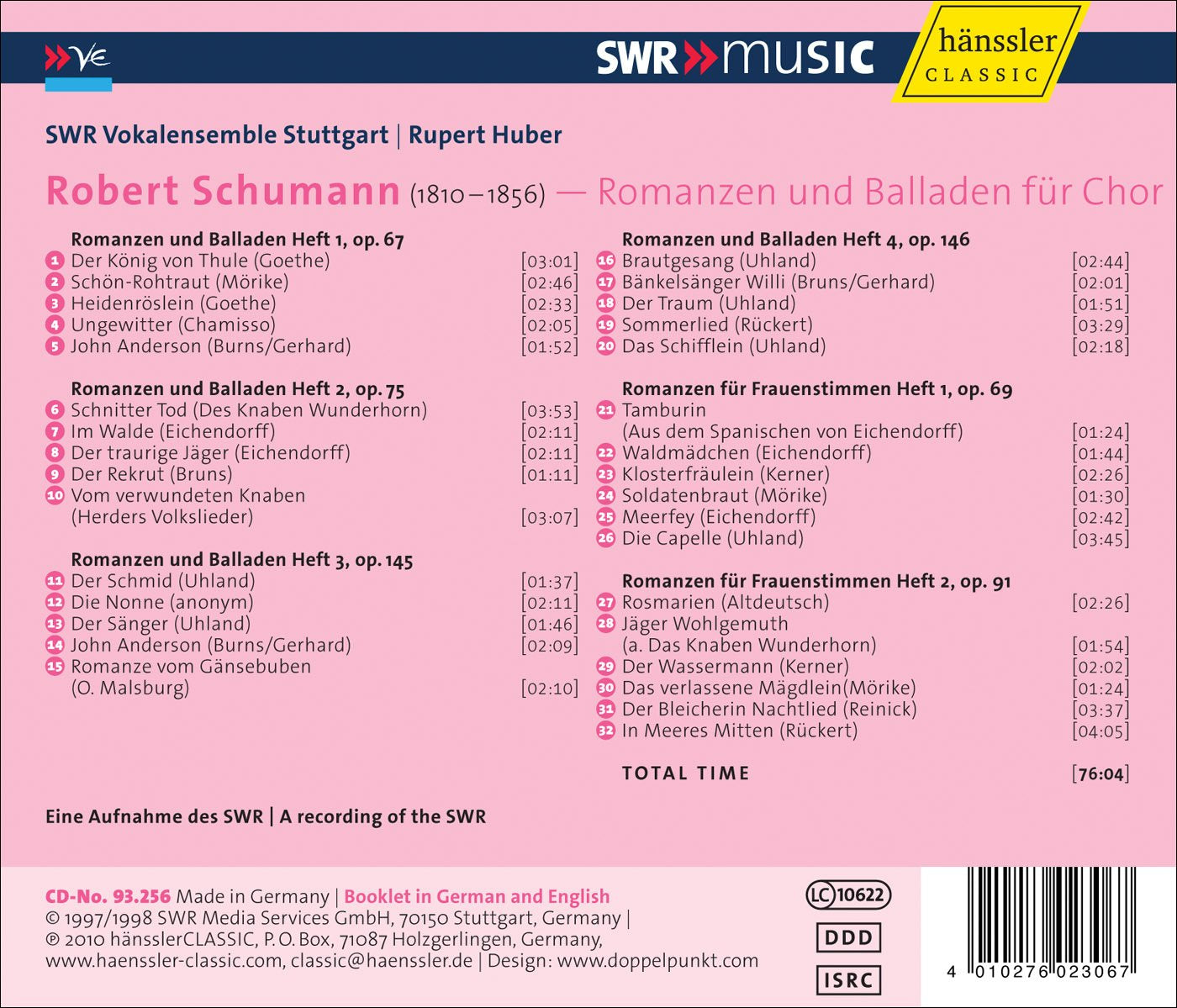 Schumann: Romanzen und Balladen