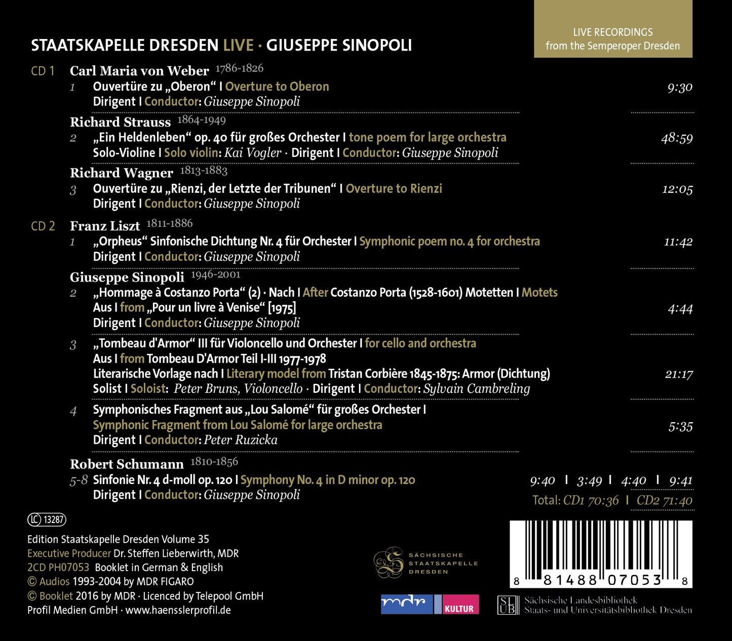 Edition Staatskapelle Dresden, Vol. 35: Giuseppe Sinopoli (L