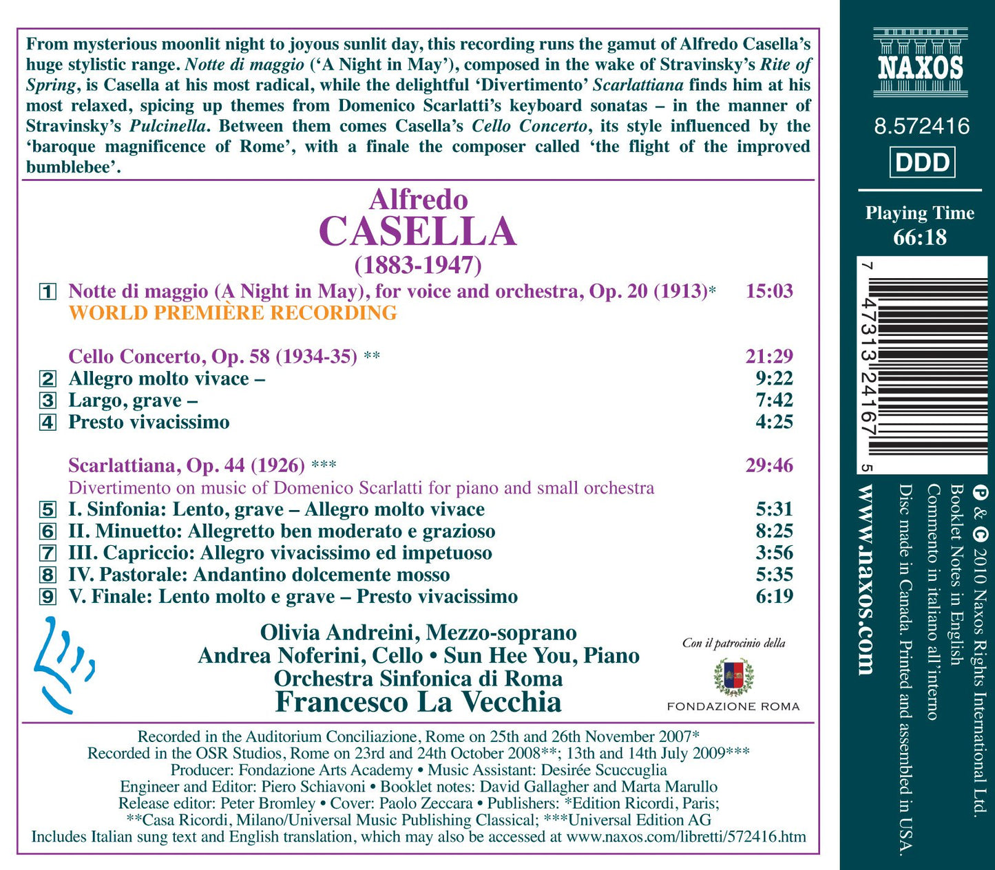 Casella: Notte di maggio - Cello Concerto - Scarlattiana