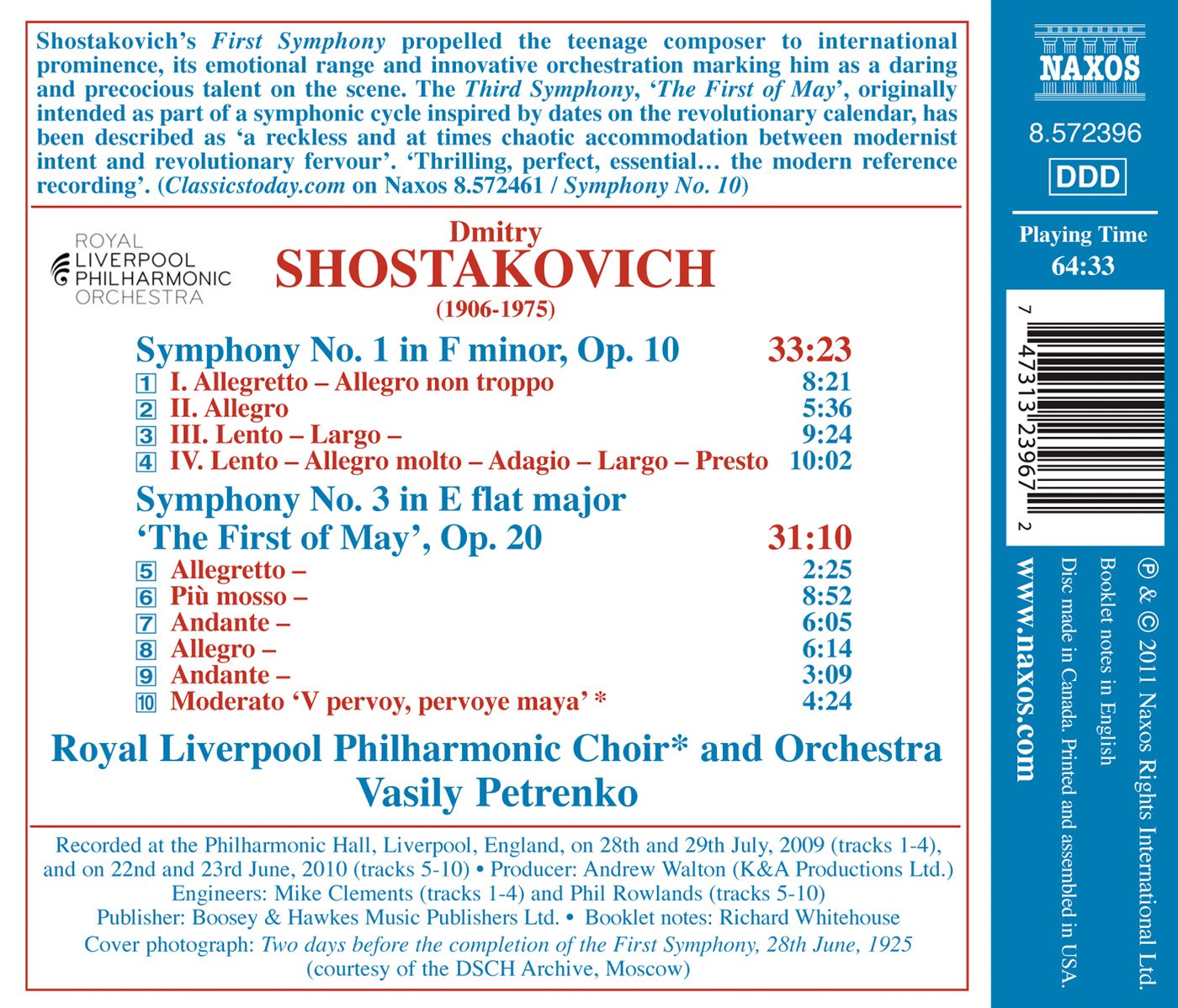 Shostakovich: Symphonies Nos. 1 & 3