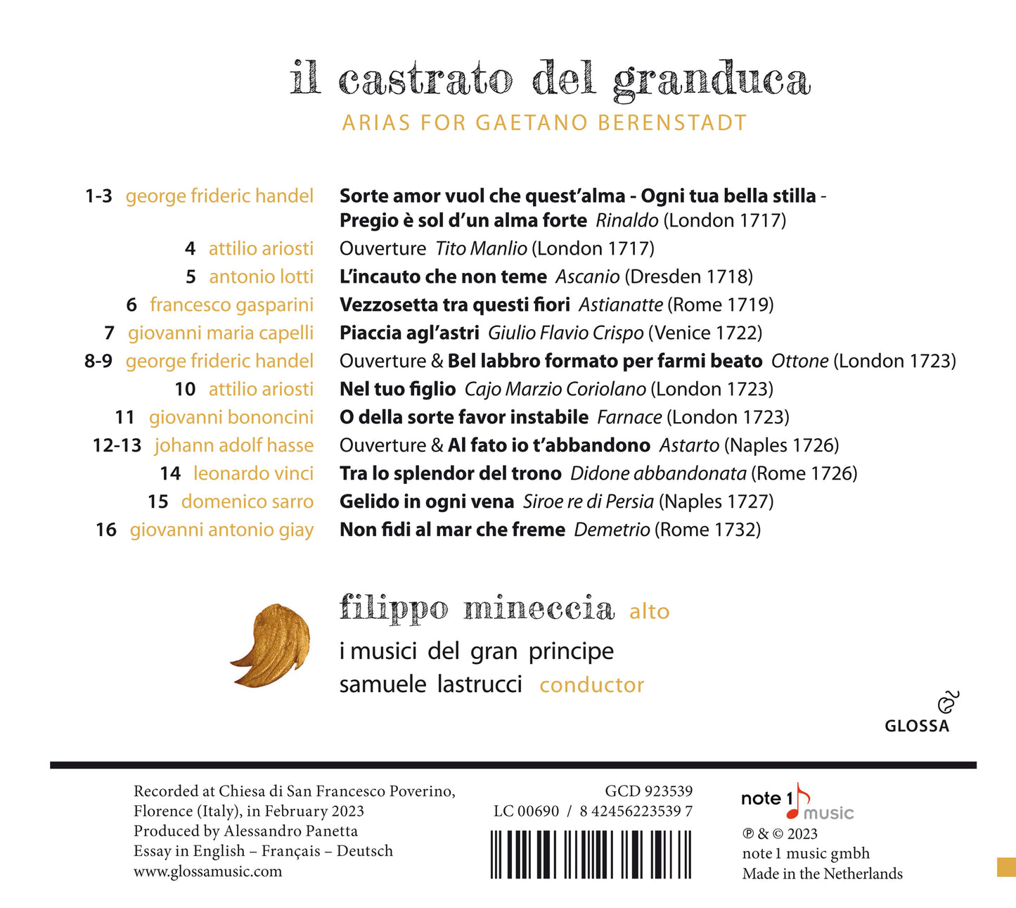 Hasse, Ariosti & Handel: Il castrato del granduca - Arias fo