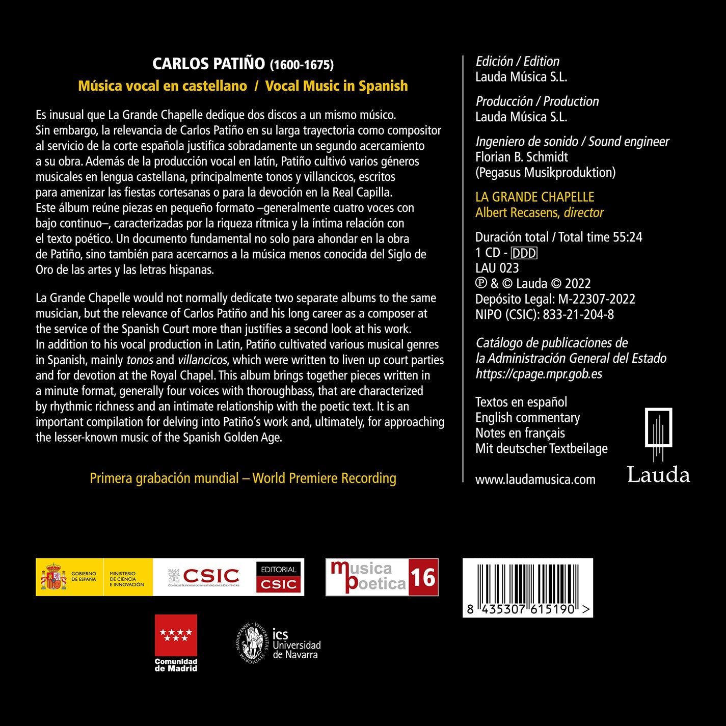 Patino: Musica Vocal En Castellano
