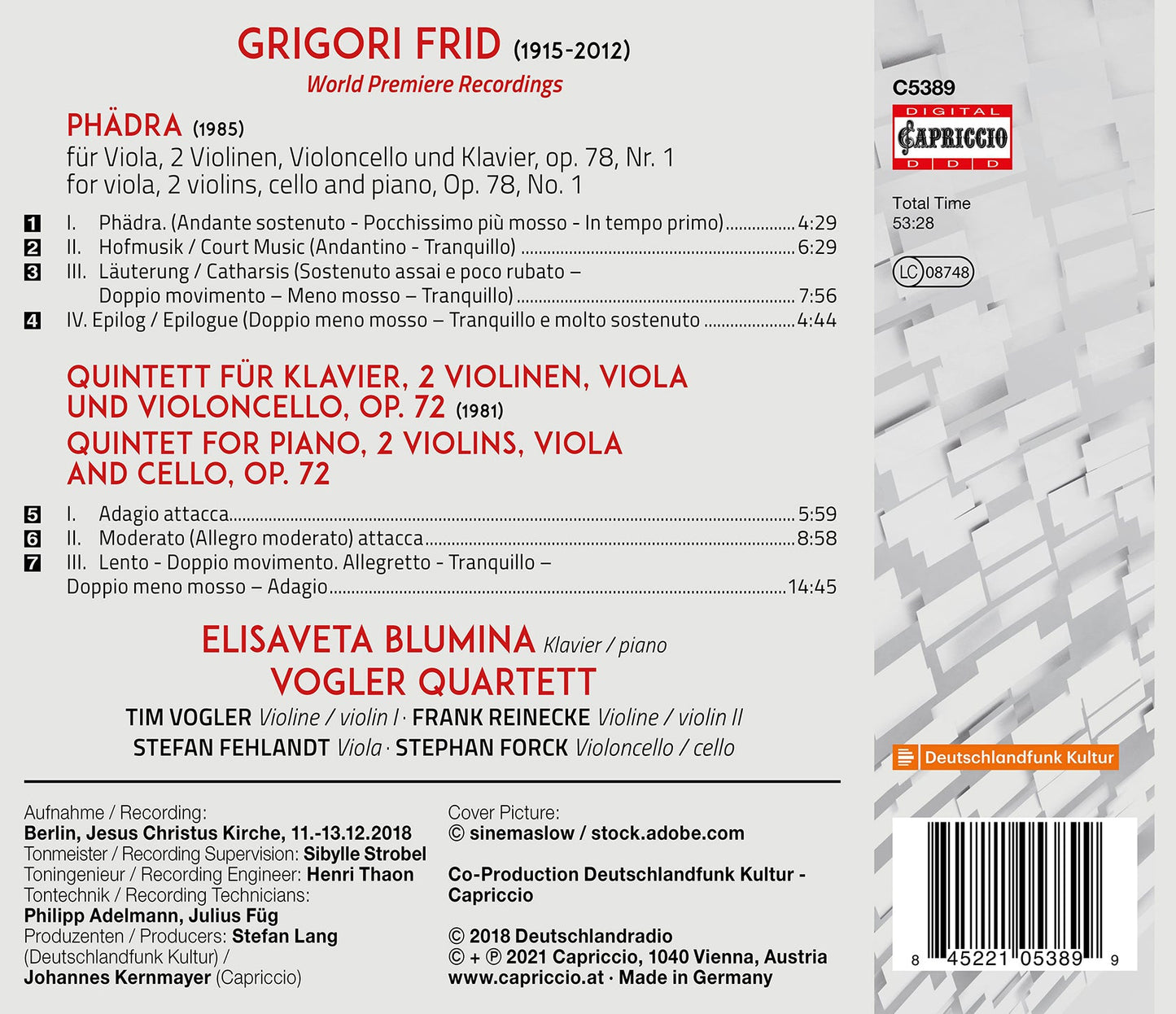 Grigory Frid: Phädra - Piano Quintet