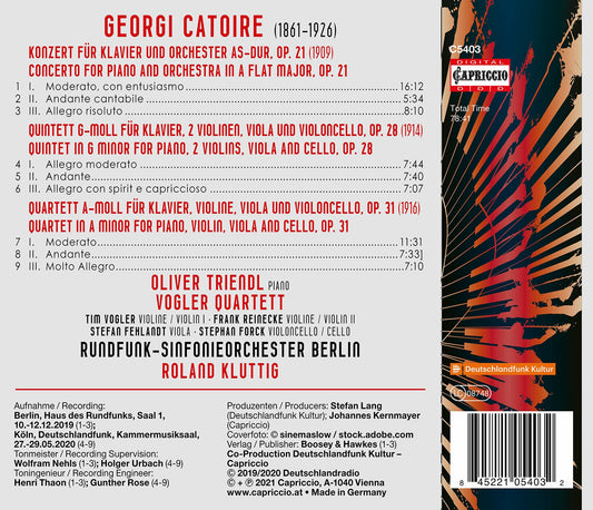 Georgy Catoire: Piano Concerto - Piano Quintet - Piano Quart