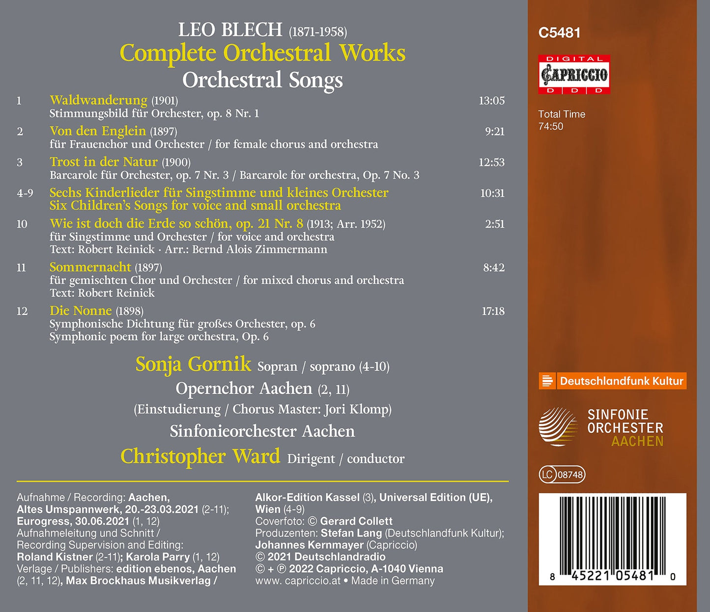 Blech: Complete Orchestral Works; Orchestral Songs