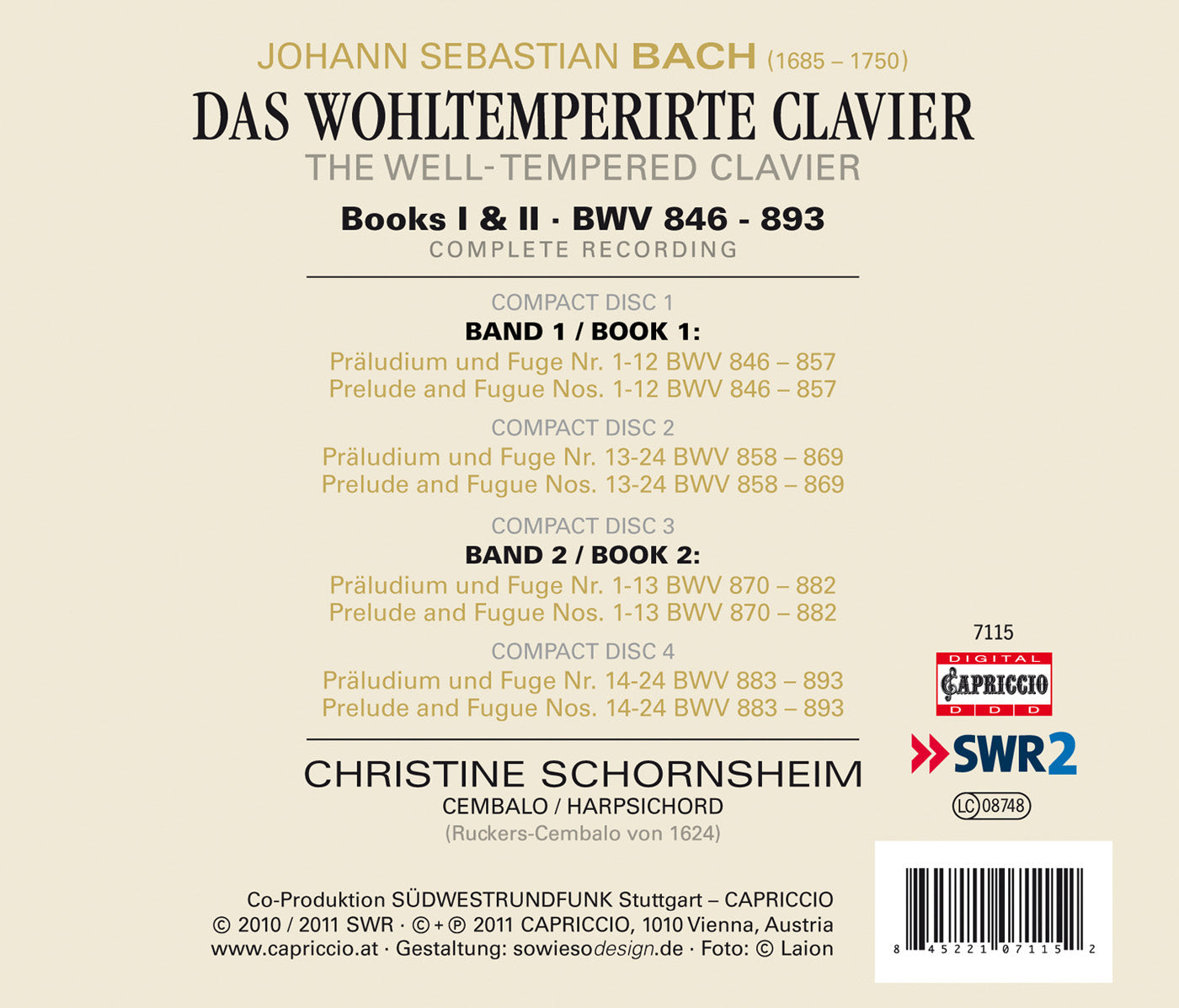 Bach: Das Wohltemperirte Clavier