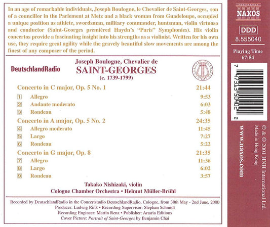 Saint-Georges: Violin Concertos, Vol. 1