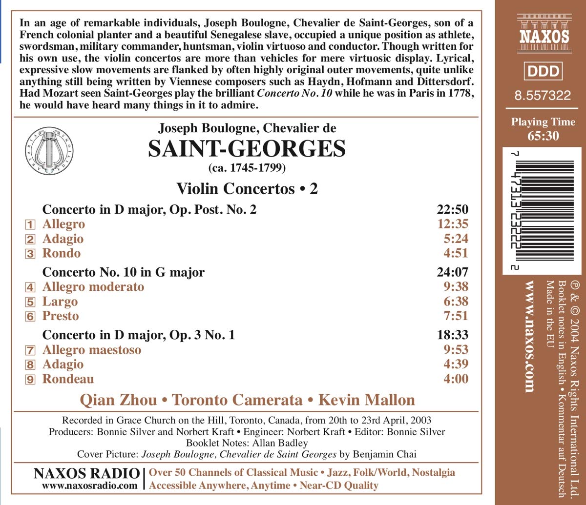 Saint-Georges: Violin Concertos, Vol. 2