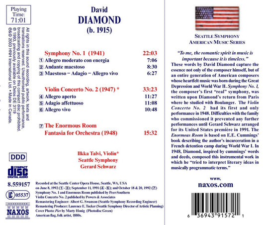 DIAMOND: Symphony No. 1 / Violin Concerto No. 2 / Enormous R