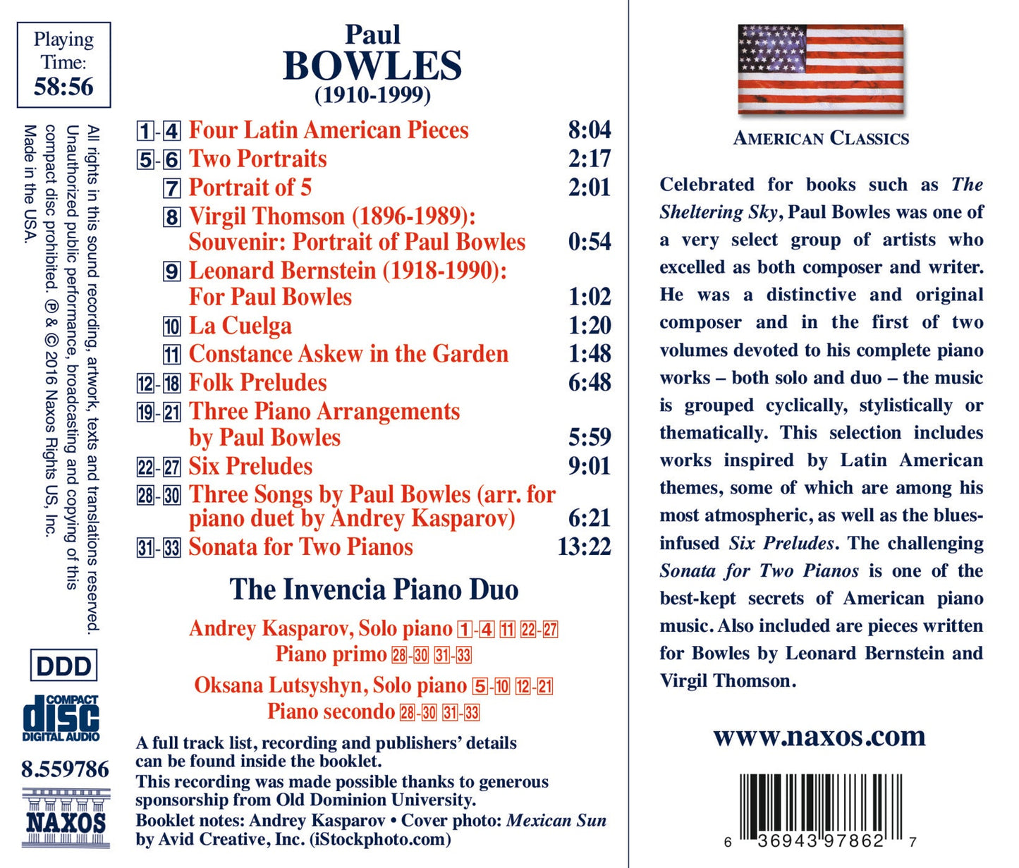 Bowles: Complete Piano Works, Vol. 1