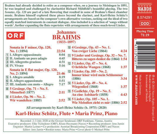 Brahms: Clarinet Sonatas (Flute & Piano Versions)
