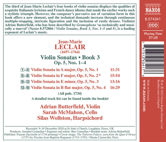 Leclair: Violin Sonatas - Book 3, Op. 5, Nos. 1–4