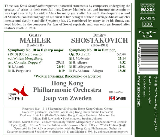 Shostakovich: Symphony No. 10; Mahler: Symphony No. 10 - Ada