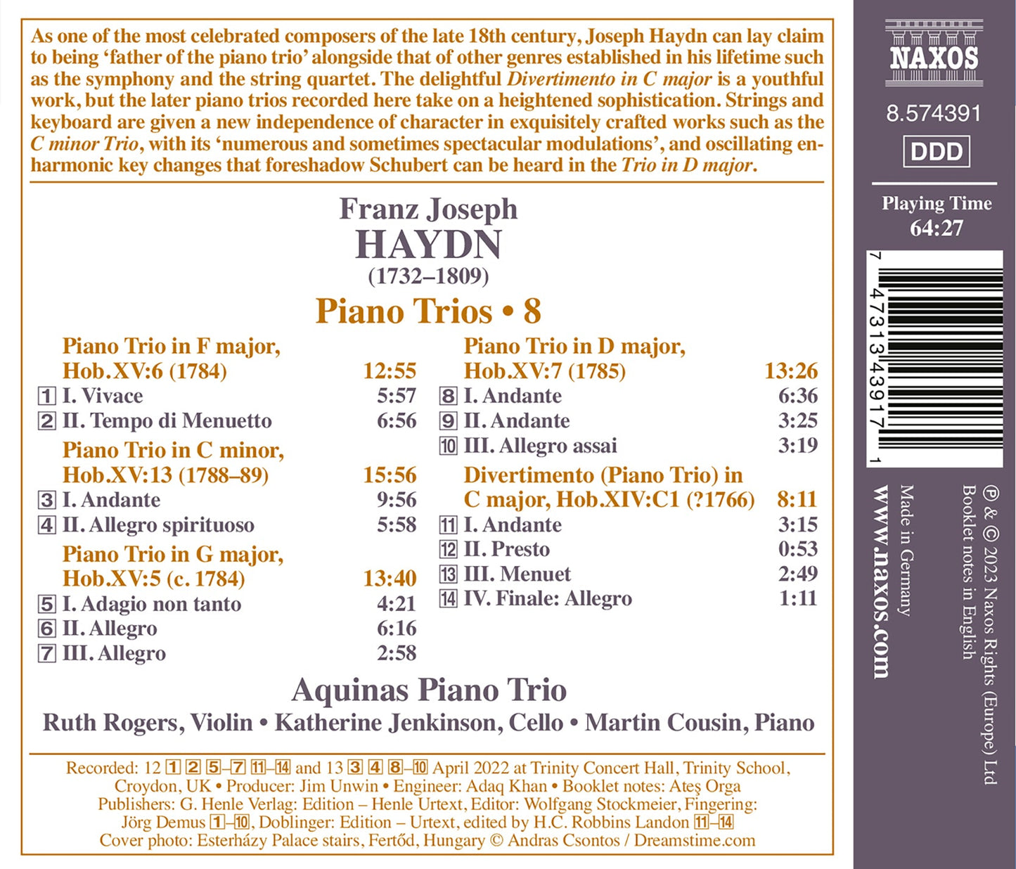 Haydn: Piano Trios, Vol. 8