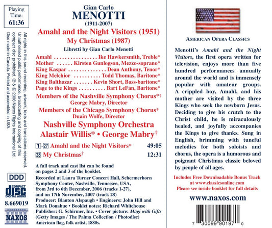 Menotti, G.C.: Amahl and the Night Visitors / My Christmas