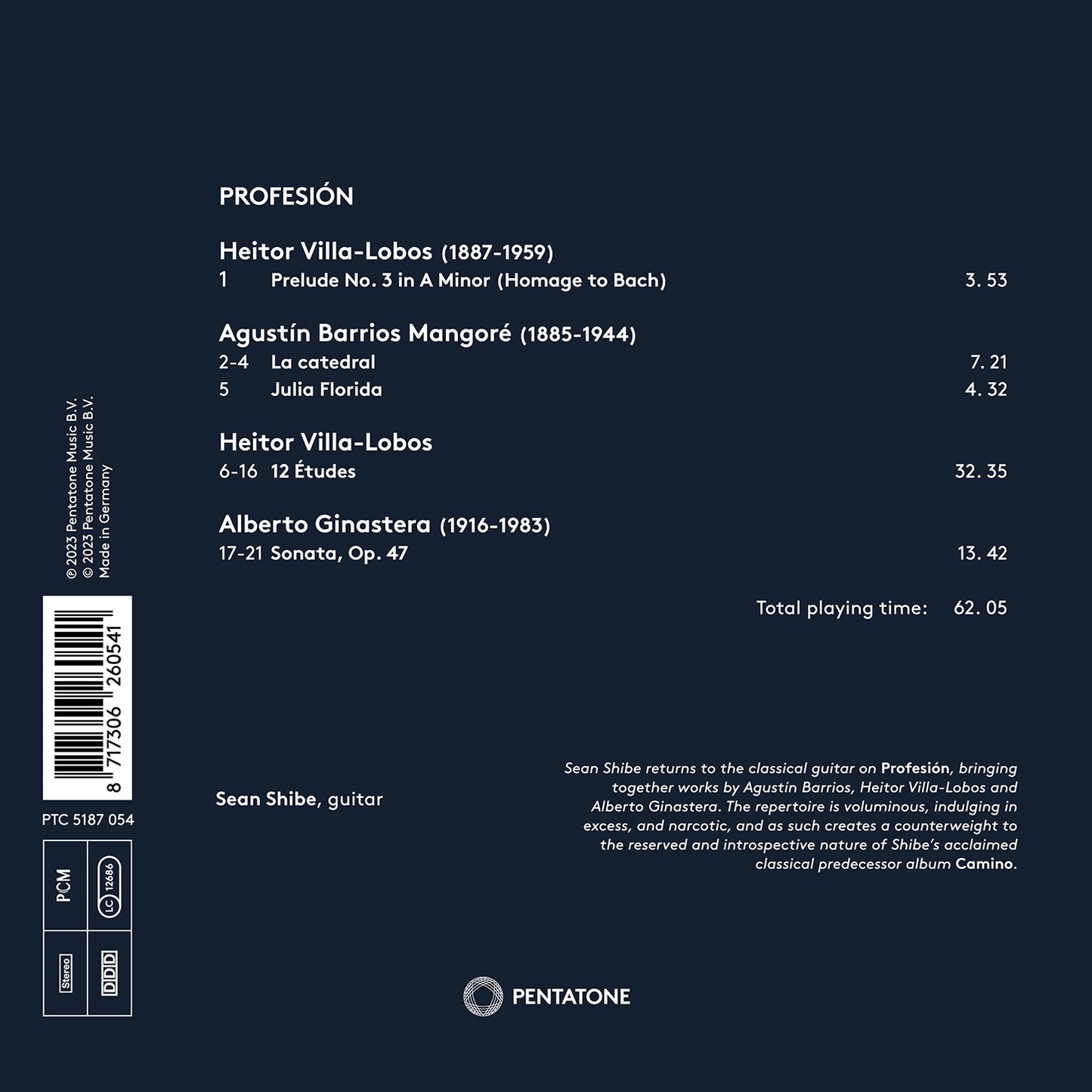 Ginastera, Mangore & Villa-Lobos: Profesion