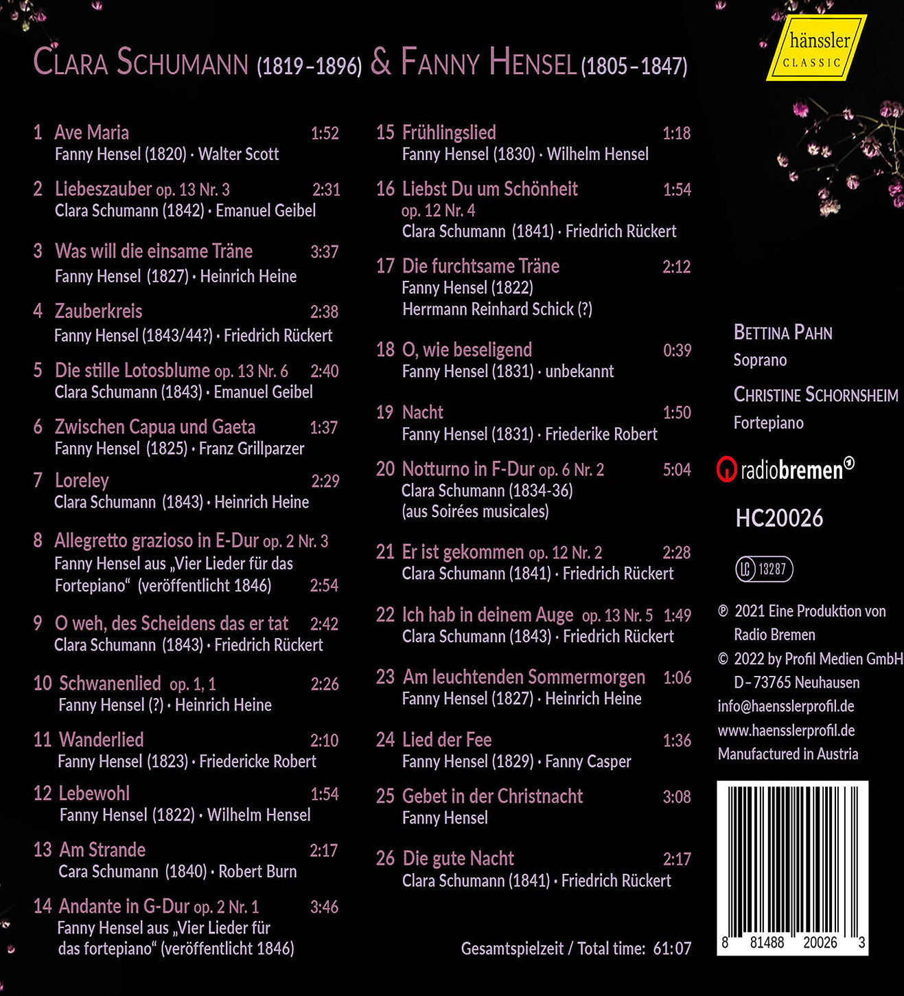 C. Schumann & Hensel: O How Enchanting - O, Wie Beseligend