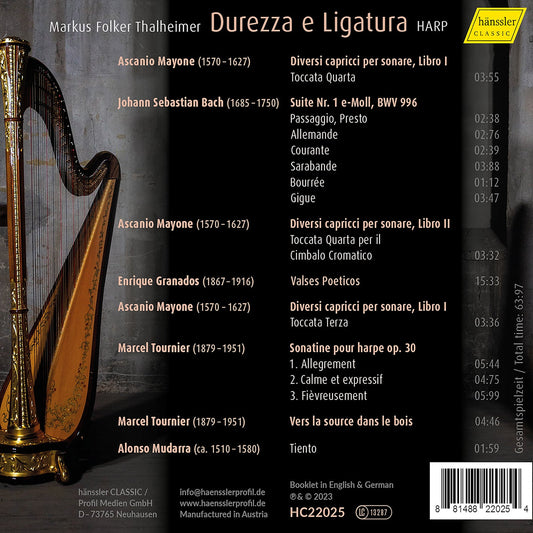 J.S. Bach, Granados, Mayone, Mudarra & Tournier: Durezza E L