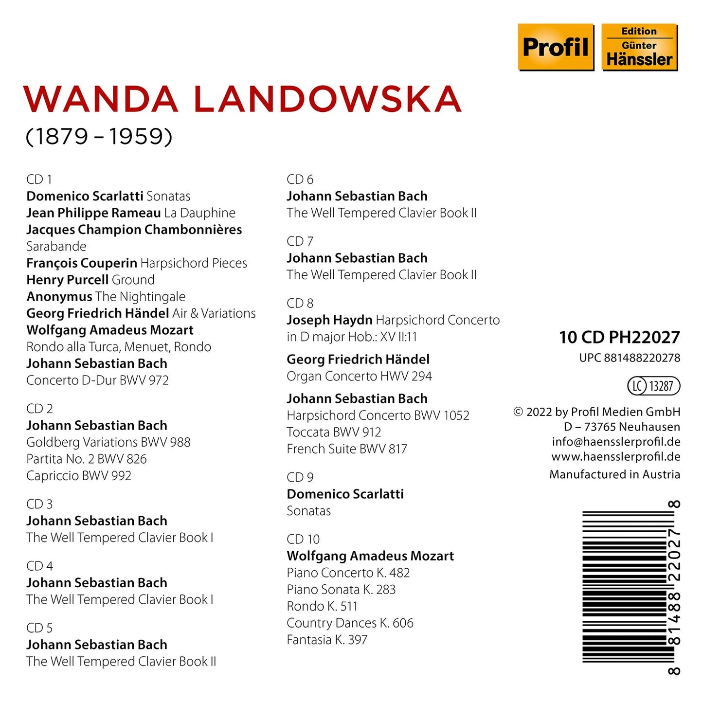 Wanda Landowska Plays Bach, Mozart, Handel, Scarlatti & Rame Yehudi Menuhin, Wanda Landowska, Du Conservatoire Paris, New York Philharmonic Orchestra