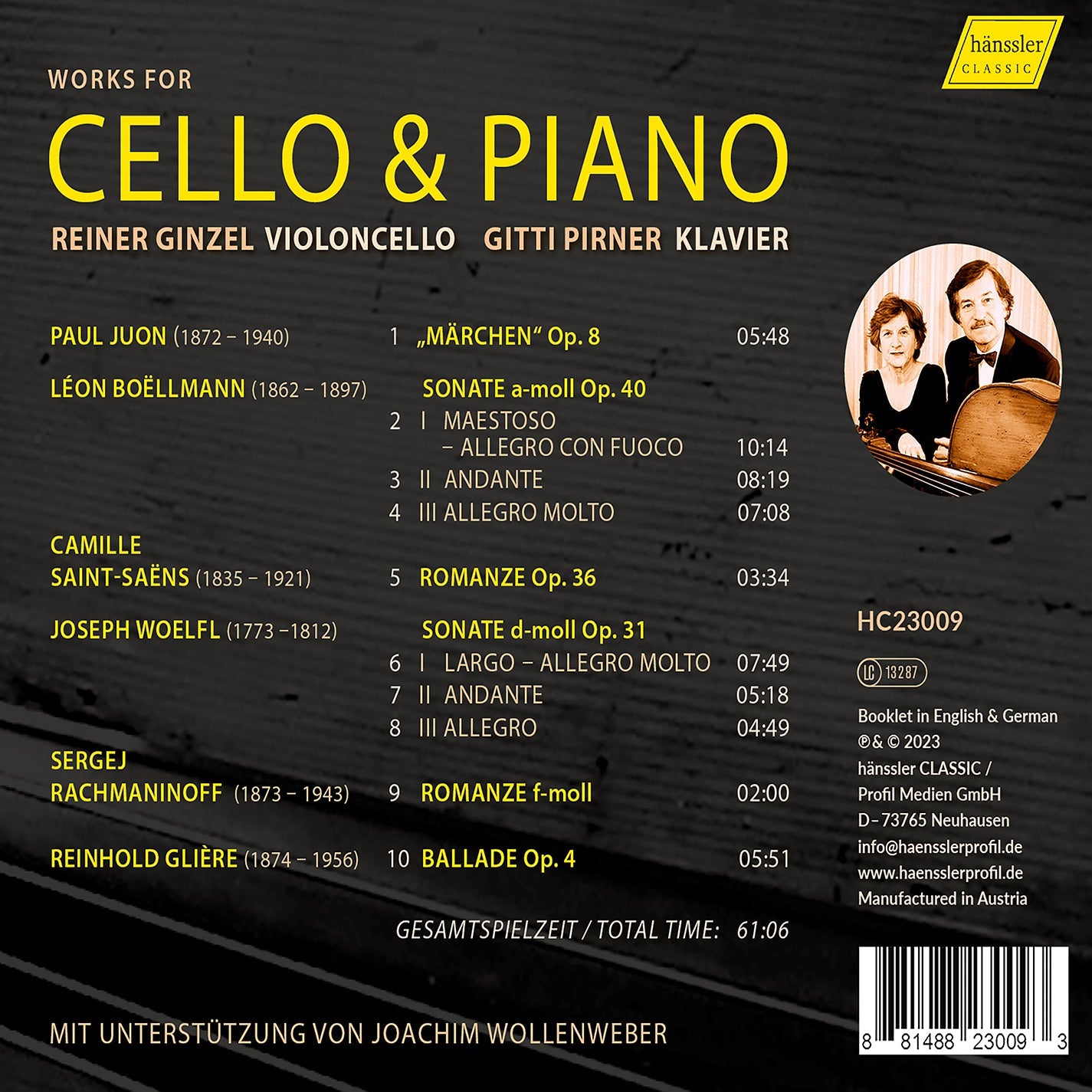 Beollmann, Gliere, Juon, Rachmaninoff, Saint-Saens & Woelfl: