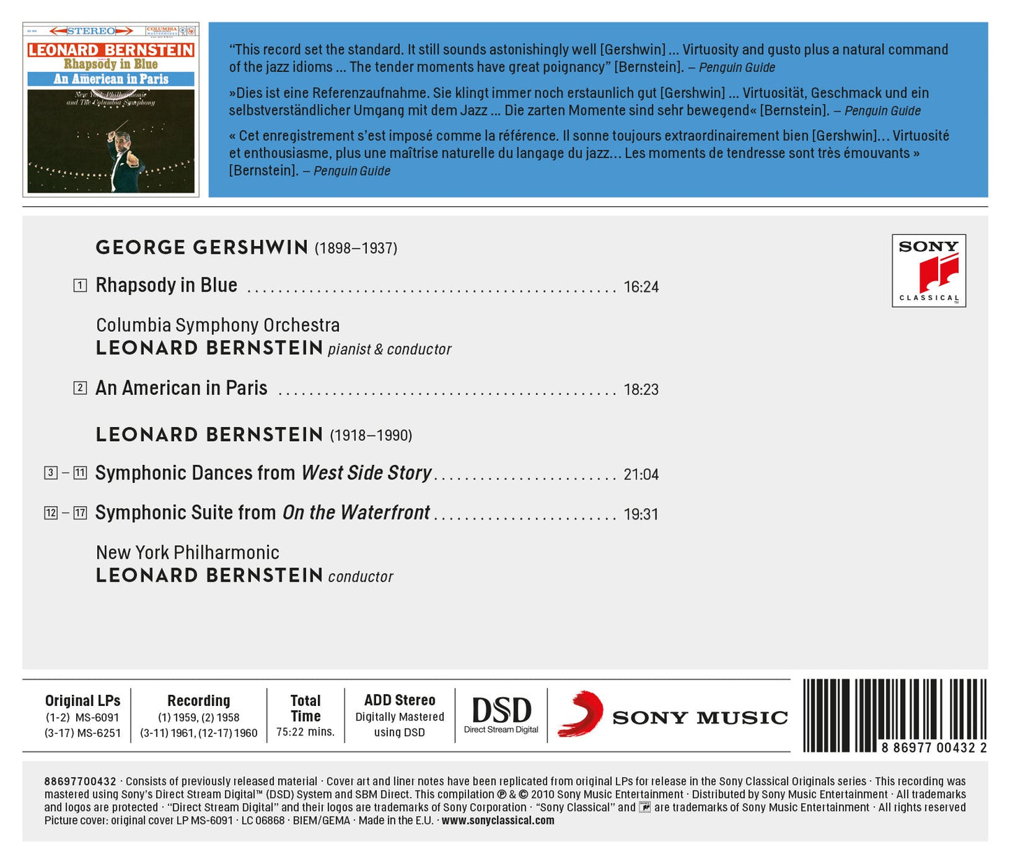 Bernstein: Rhapsody in Blue - An American in Paris