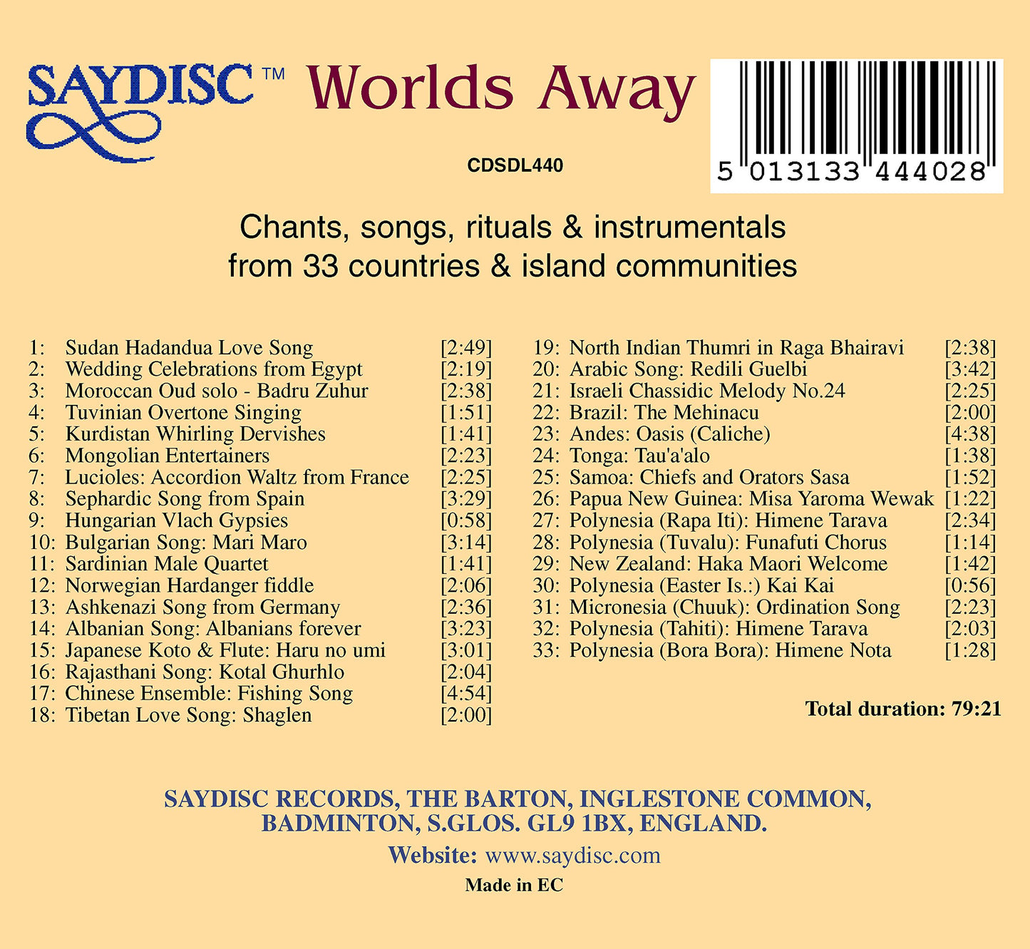 Worlds Away: Chants, Songs, Rituals and Instrumentals from 3