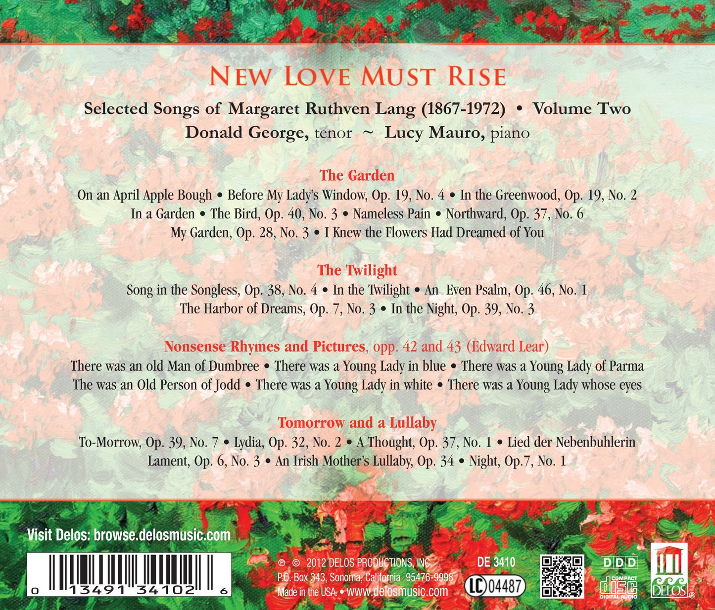 New Love Must Rise: Selected Songs of Margaret Ruthven Lang,