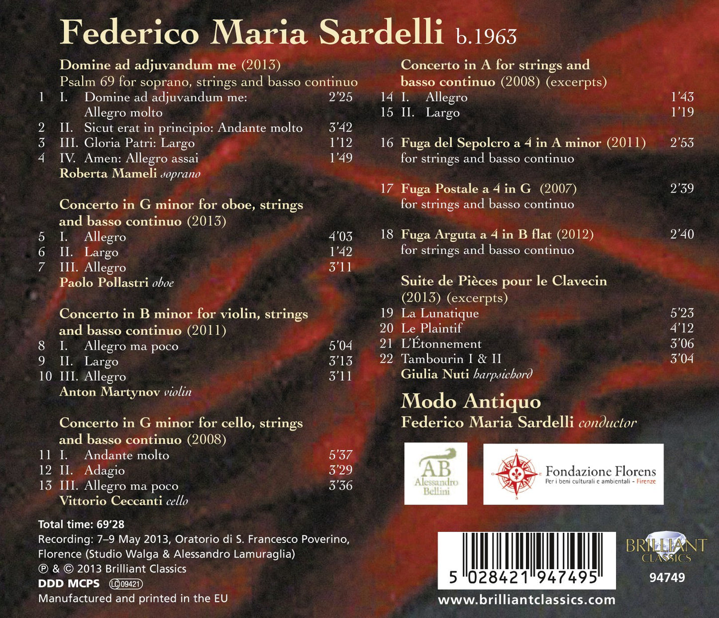 Sardelli: Baroque Concertos - Psalm - Chamber Music