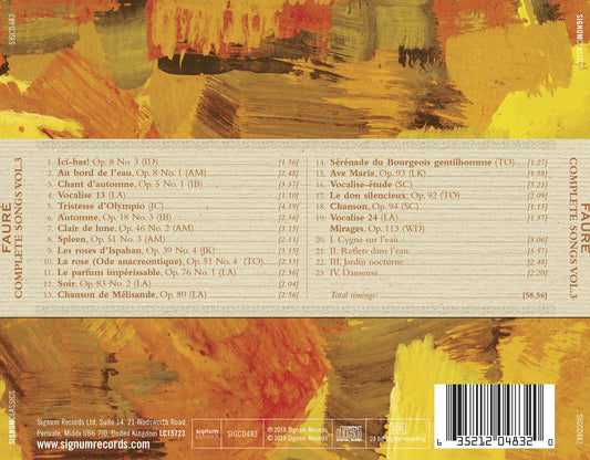 The Complete Songs of Fauré, Vol. 3