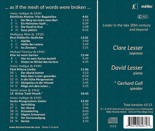 ...As If the Mesh of Words Were Broken...: Lieder in the Lat