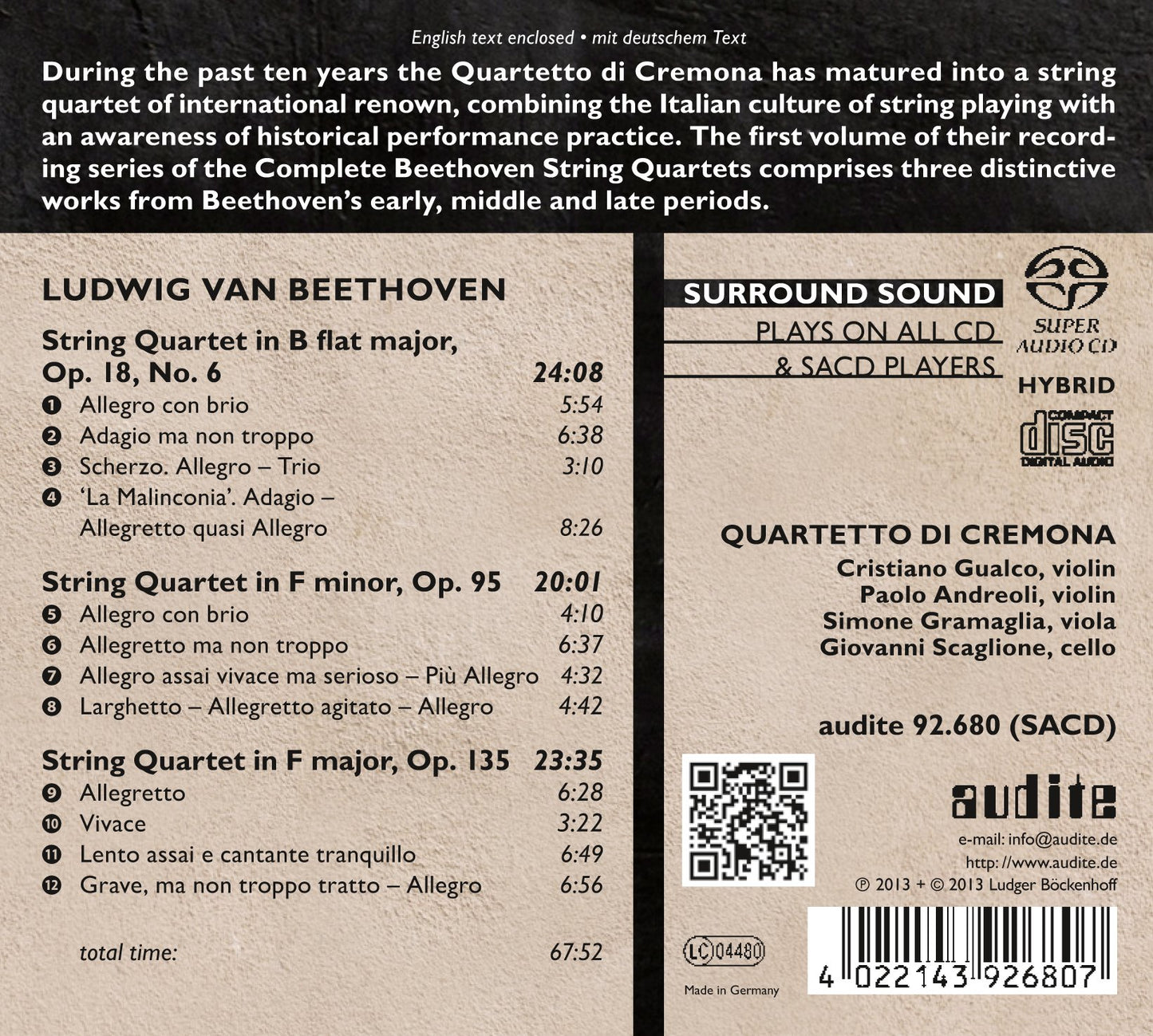 Beethoven: Complete String Quartets, Vol. 1