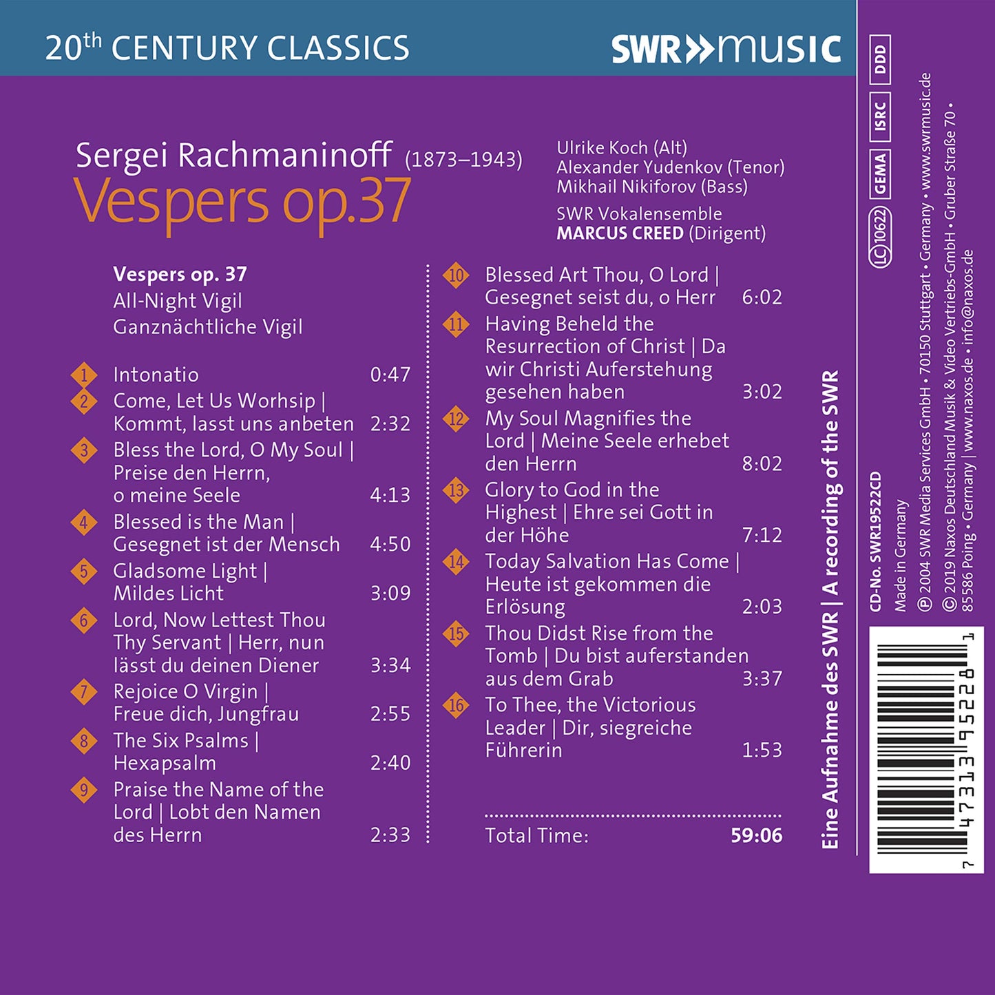 Rachmaninov: All-night Vigil, "Vespers"