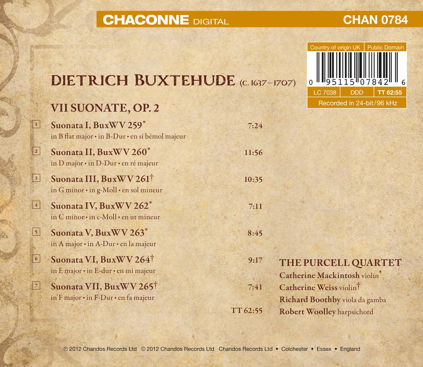 Buxtehude: Sonatas, Op. 2