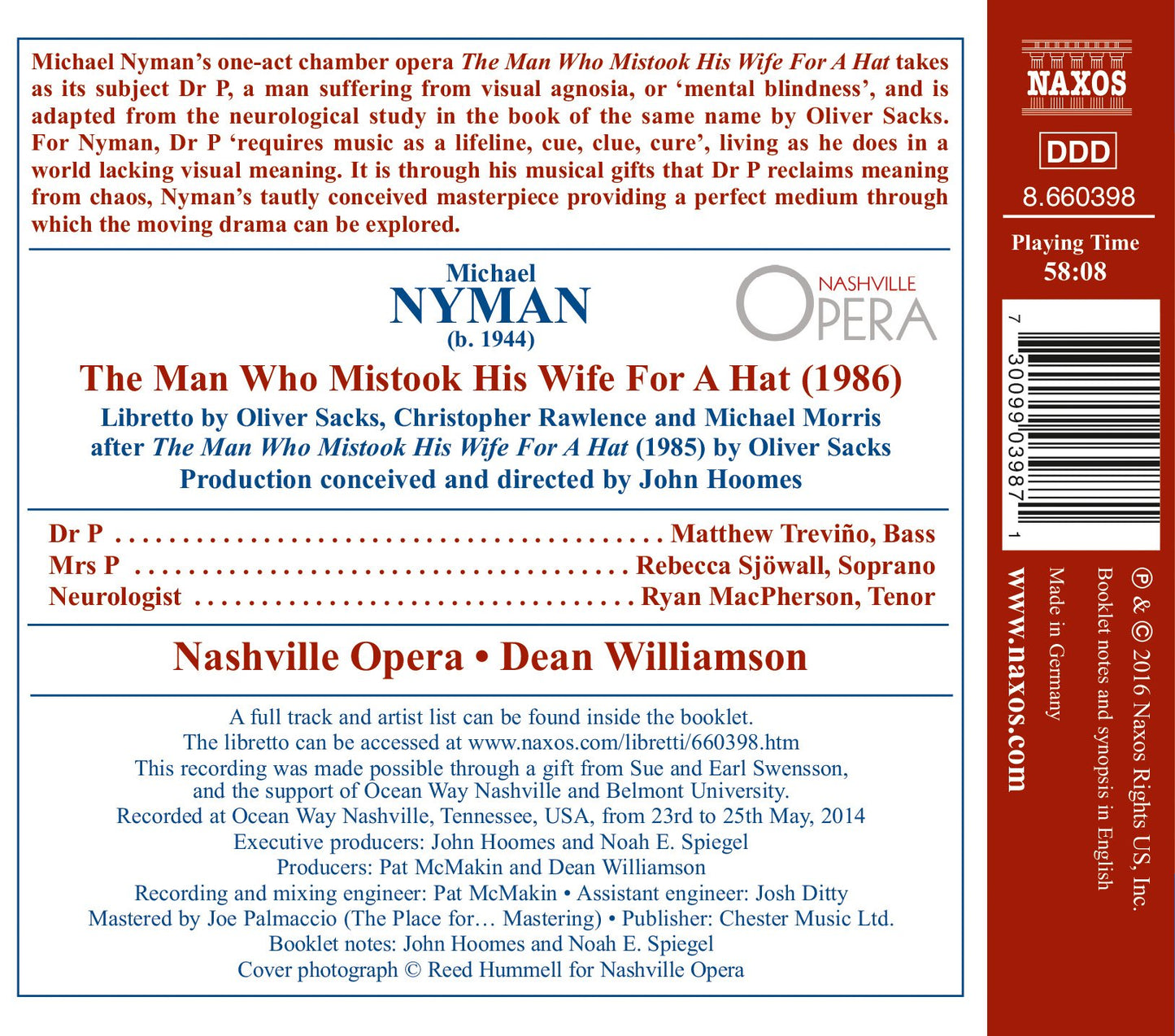 Michael Nyman: The Man Who Mistook His Wife for a Hat