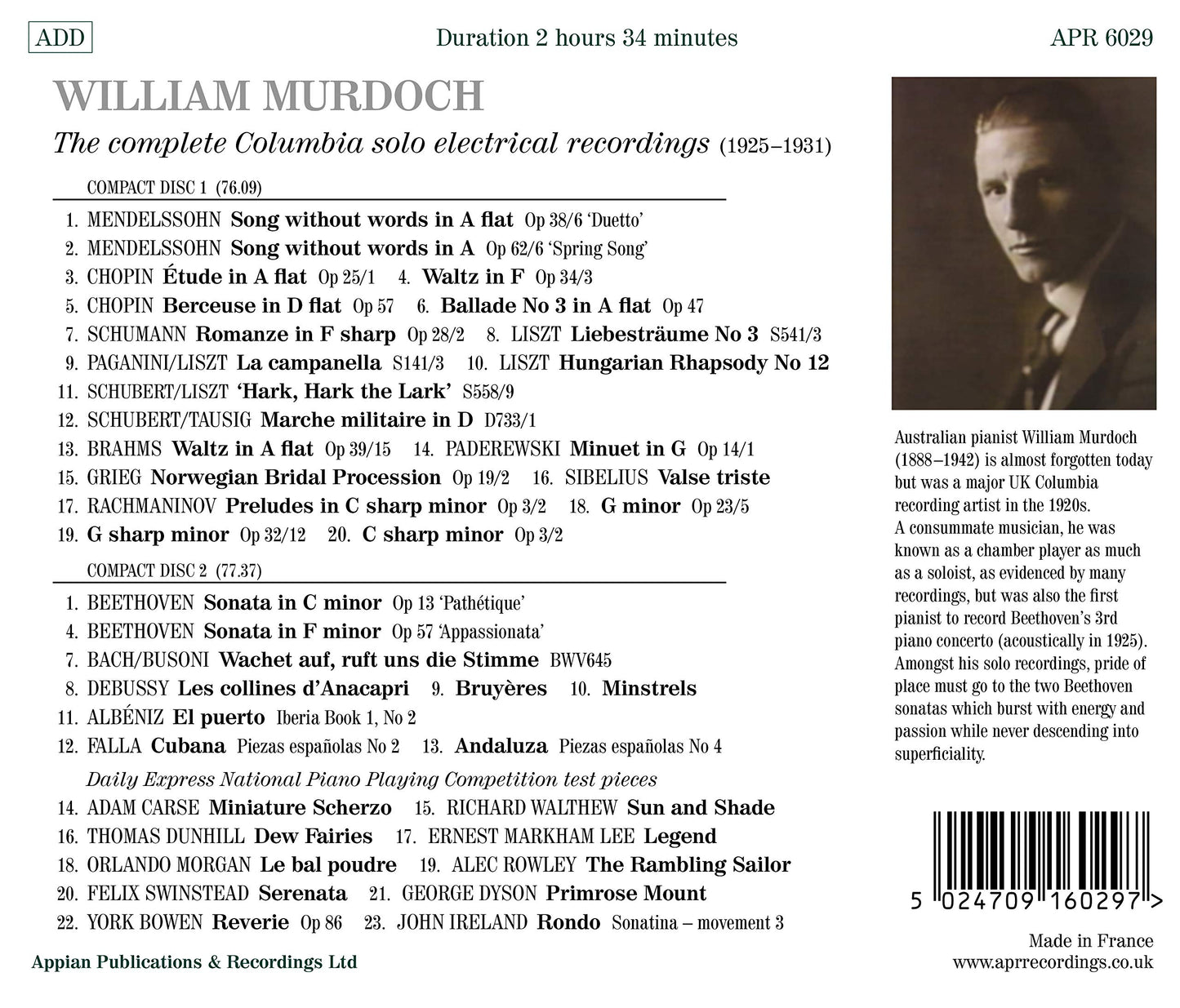 William Murdoch - The complete Columbia solo electrical reco
