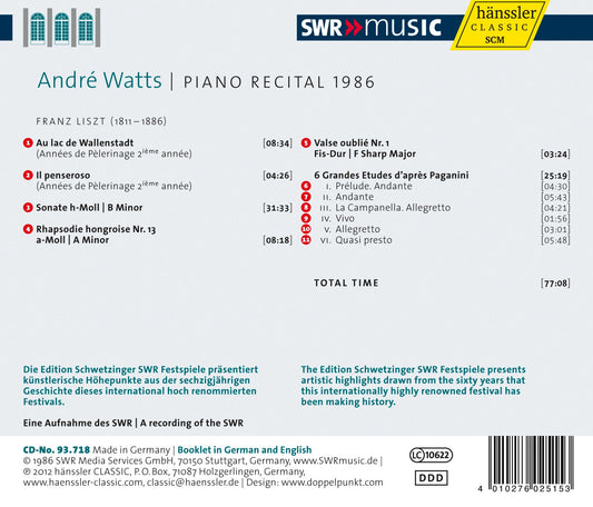 Piano Recital 1986: Watts, Andre