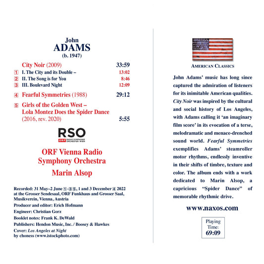 John Adams: City Noir, Fearful Symmetries / Marin Alsop; Radio-Symphonieorchester Wien