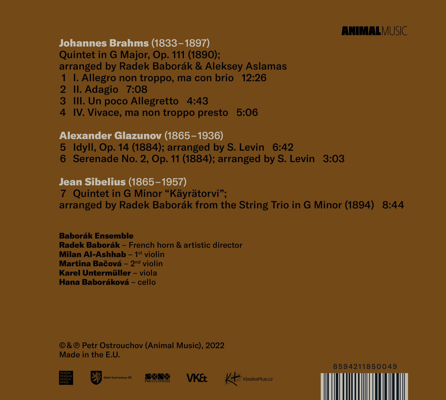 Brahms, Glazunov & Sibelius: Horn Quintets