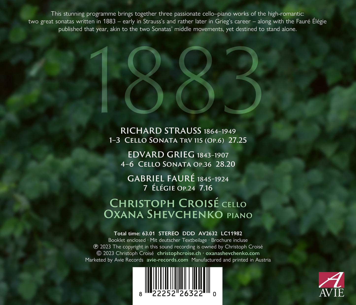 Grieg, Strauss & Faure: 1883 / Chirstoph Croisé, Oxana Shevchenko