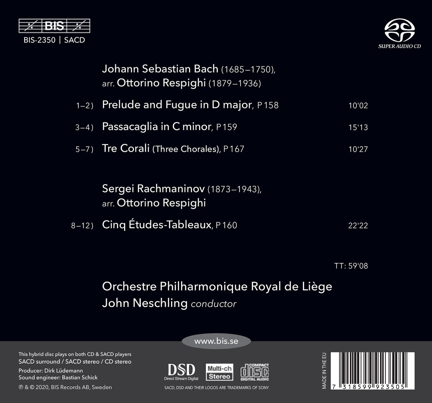Respighi: Transcriptions Of Bach & Rachmaninov