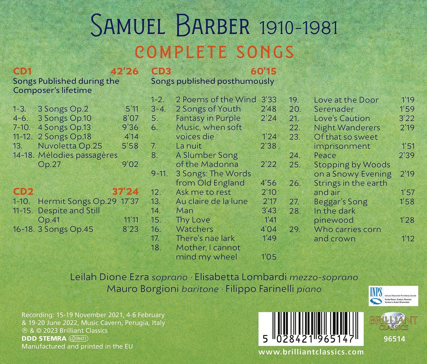 Barber: Complete Songs