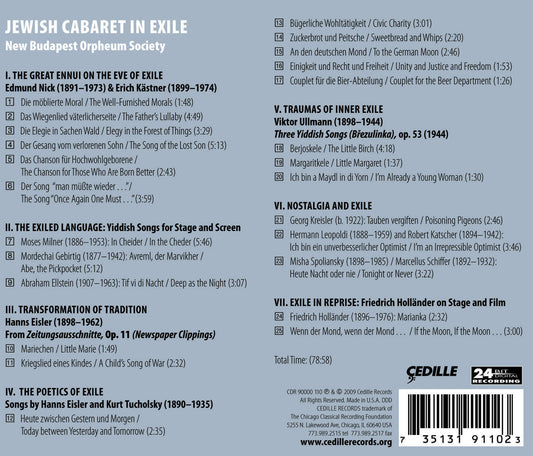 Vocal Music – Nick, E. / Milner, M. / Gebirtig, M. / Ellstei