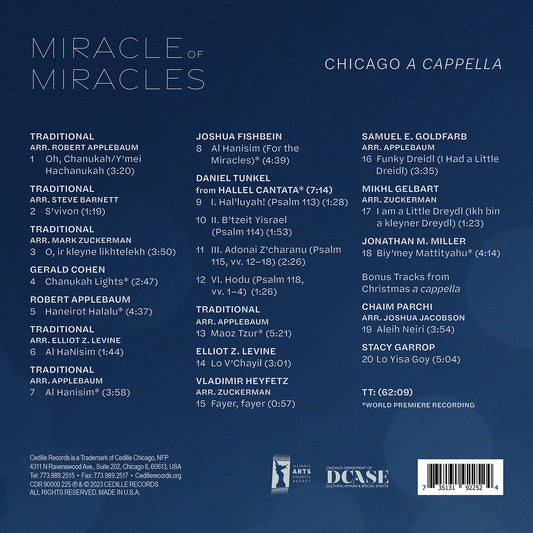 Miracle of Miracles - Music for Hanukkah / Chicago A Cappella