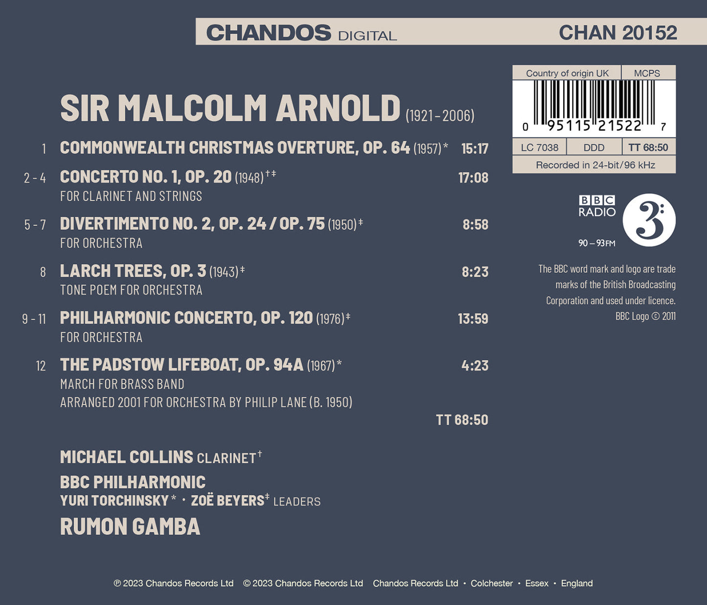 Arnold: Clarinet Concerto & Orchestral Works