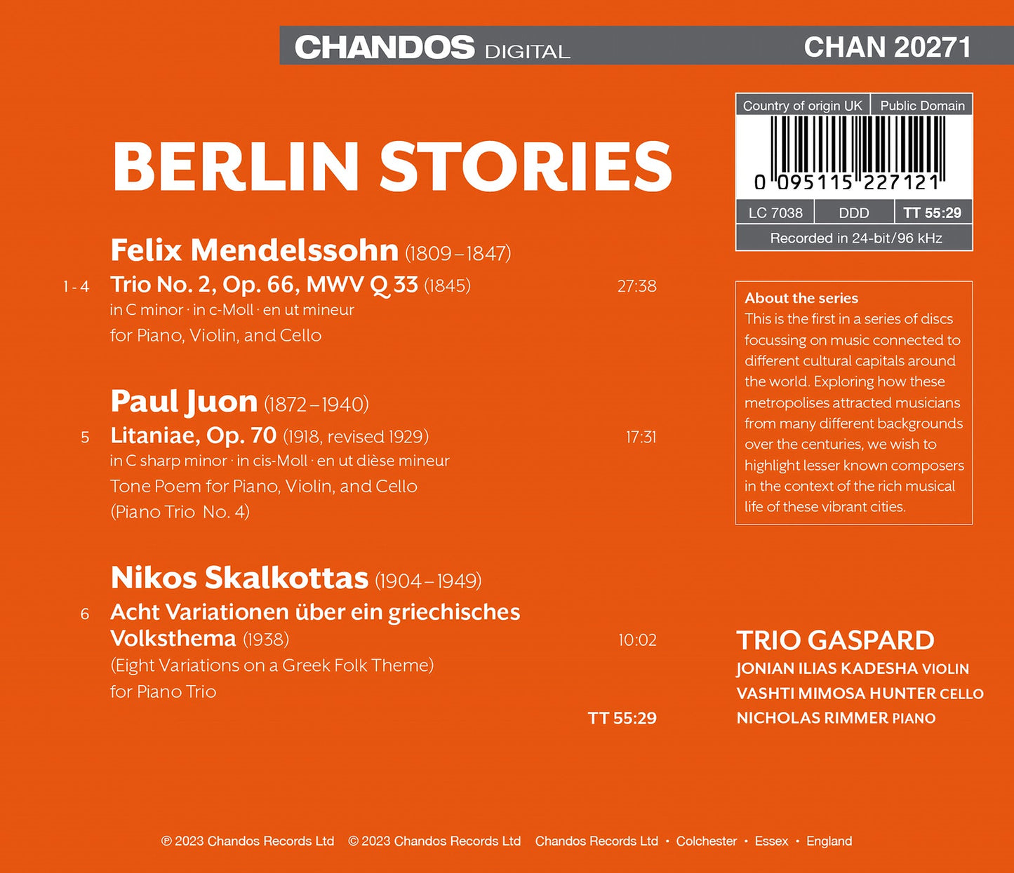Mendelssohn, Juon & Skalkottas: Berlin Stories