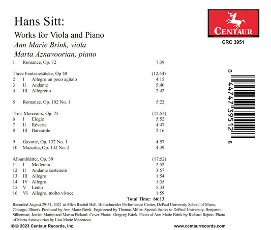 Sitt: Works For Viola & Piano